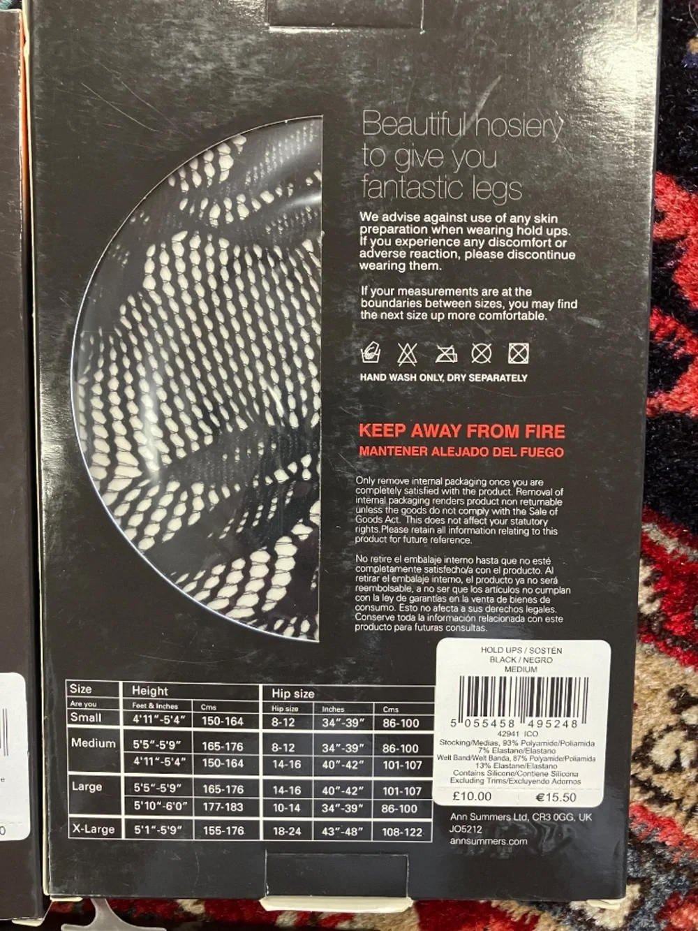 NEW 3 Pairs Ann Summers Tights Hold Ups - UK Medium - Fishnet, Floral & Bondage